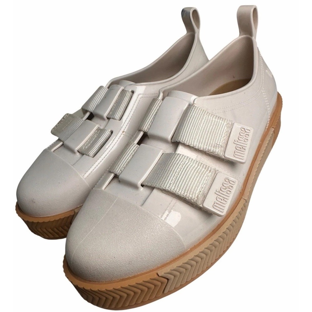 Melissa‎ Kick Off White Jelly Platform Sneaker Double Strap Hook & Loop Women 8